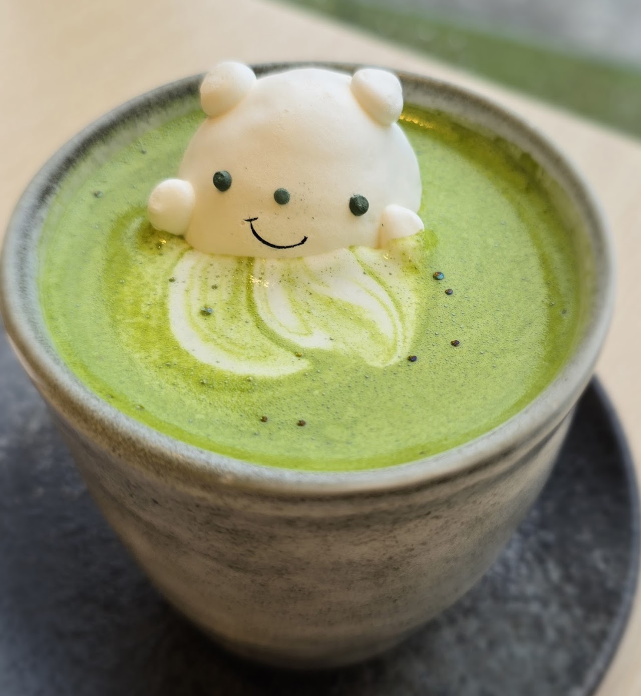 Kawaii bear matcha latte at CC by MEL