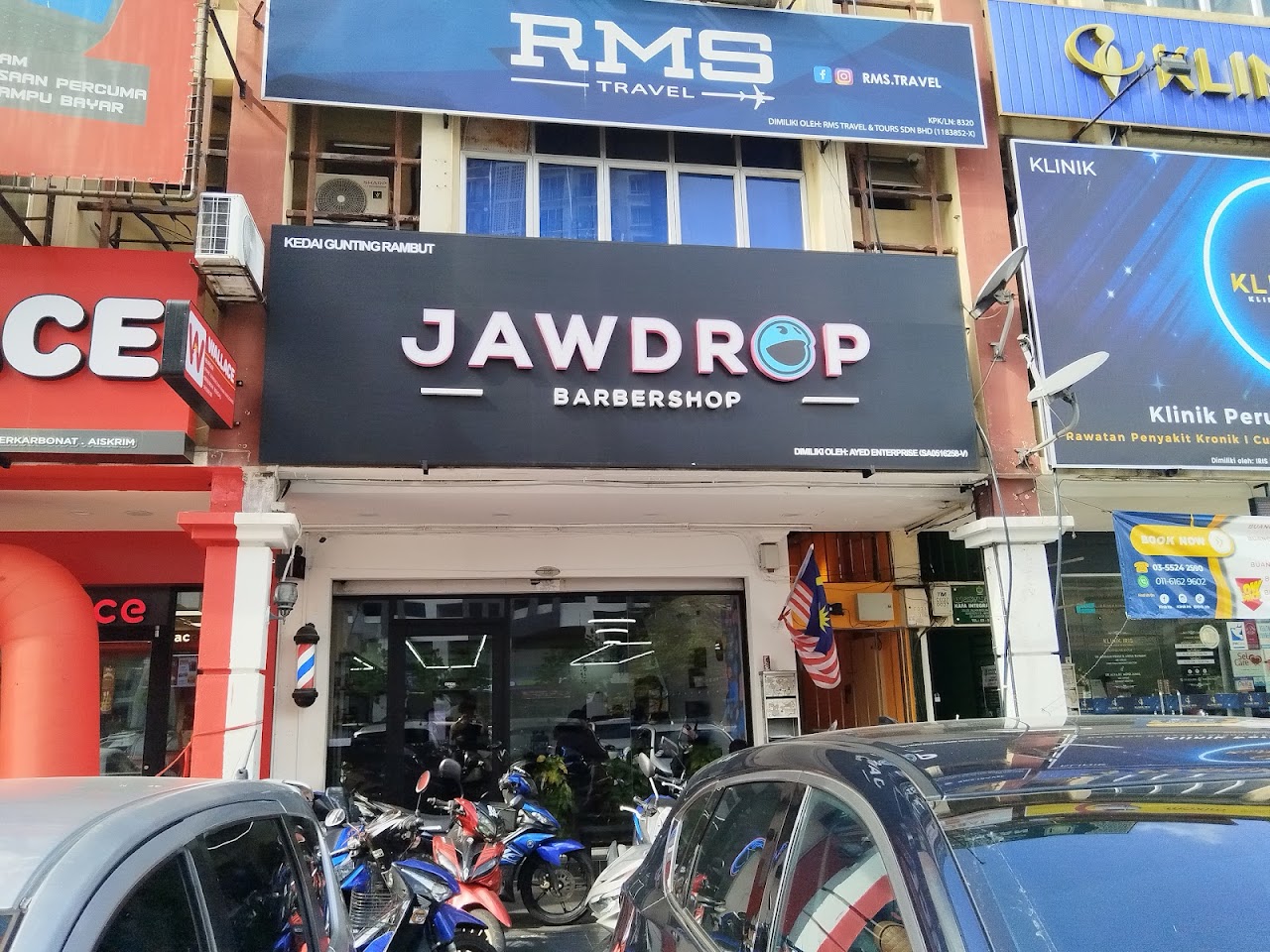 Jawdrop Barbershop storefront signage, Seksyen 13, Shah Alam