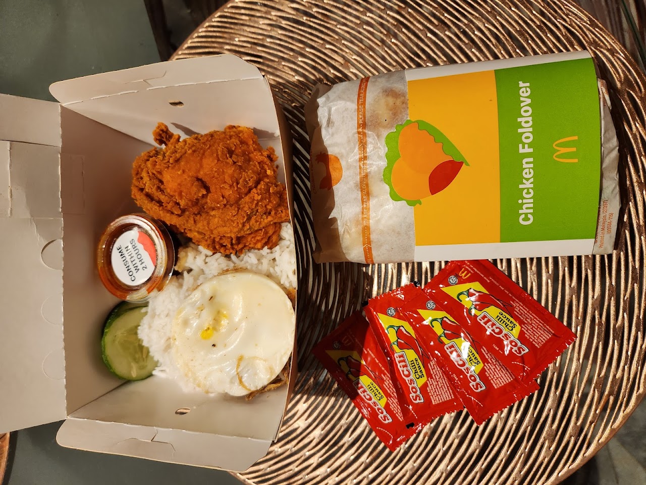 Nasi Lemak McD set with Chicken Foldover and sambal