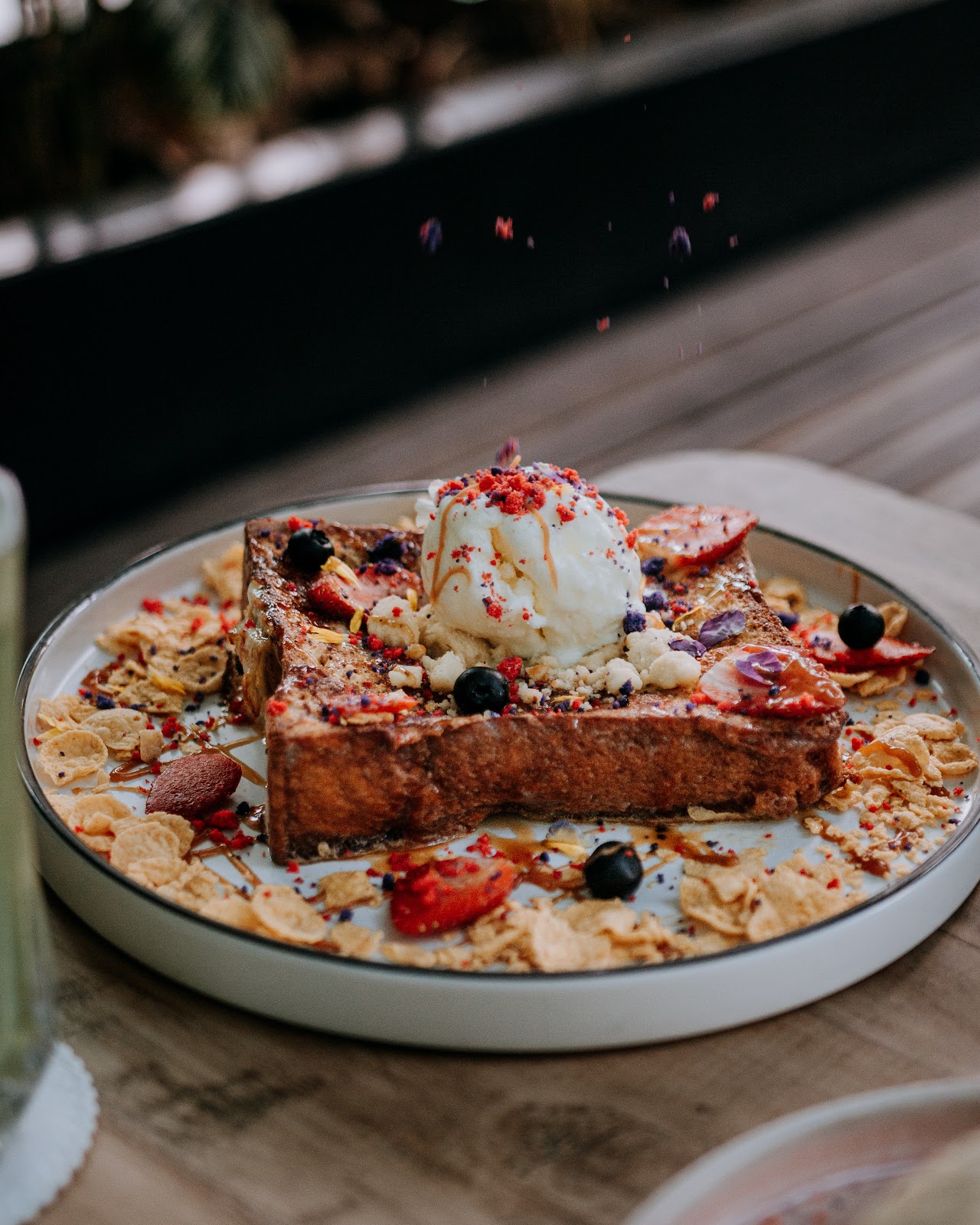 Berry French toast with vanilla ice cream at Naj & Belle Cafe