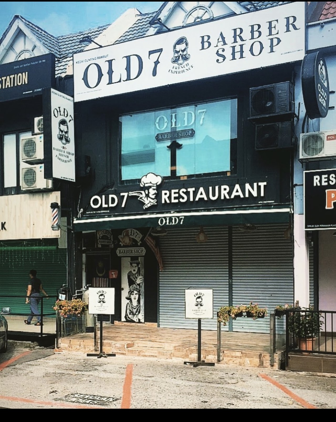 Old7 Barber Shop storefront signage, SS15