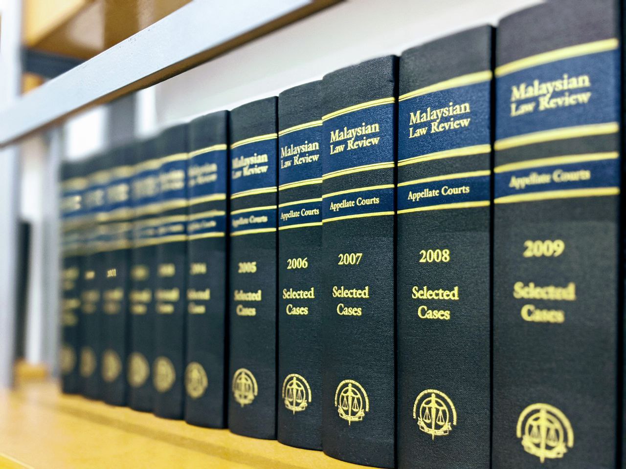 Malaysian Law Review case books on the shelf at Parma's Chamber