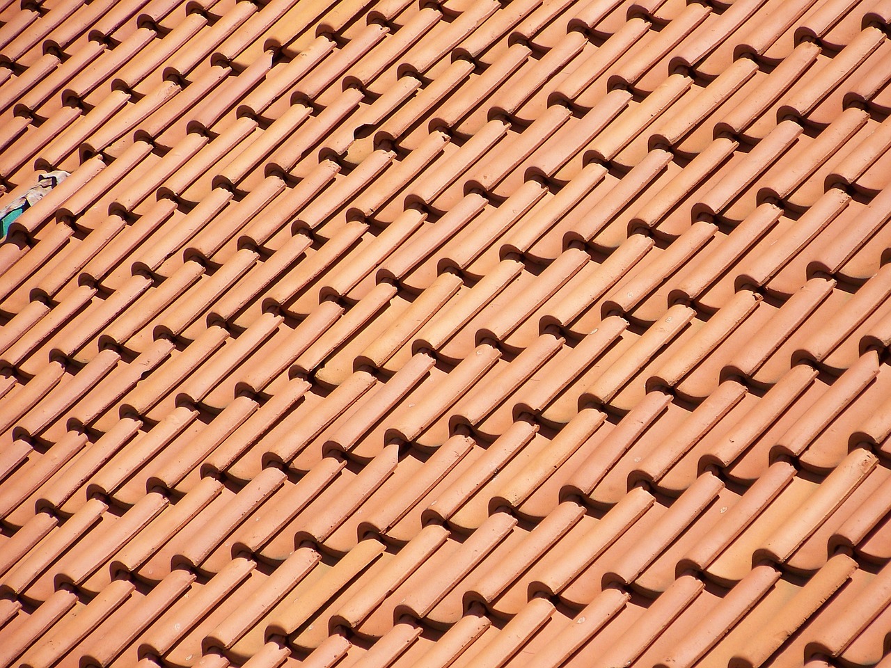 Terracotta roof tile close-up